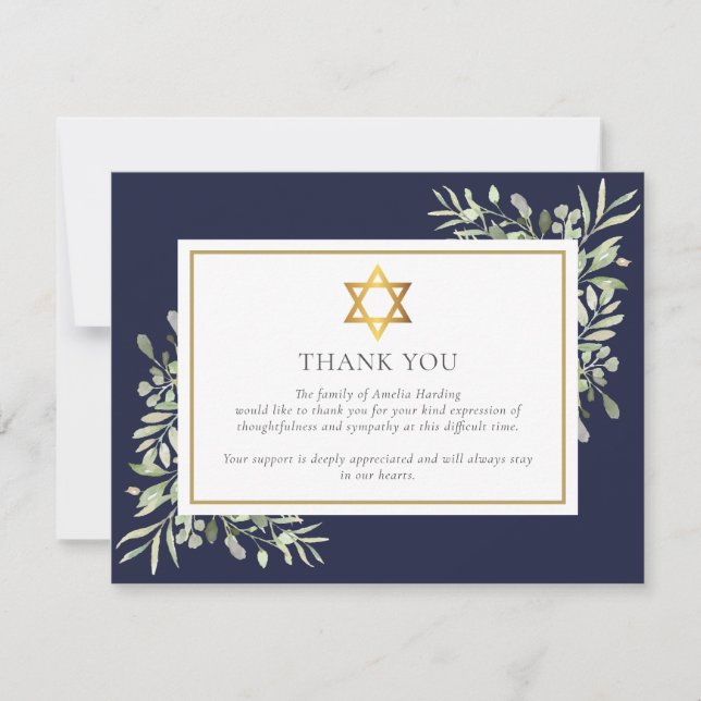 Tarjeta De Agradecimiento Foliage Foliage Gold Star De David Photo (Anverso)