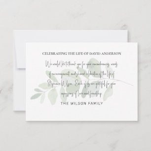 Tarjeta De Agradecimiento Foliage Funeral Bereavement Moderno Font