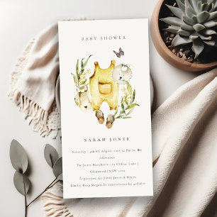 Tarjeta De Agradecimiento Foliage Leafy Ropa Amarilla Invitada en Baby Showe