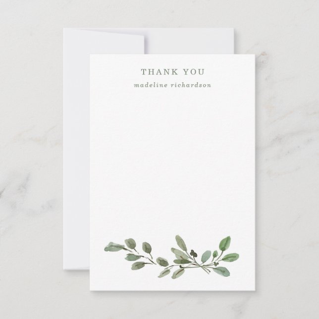 Tarjeta De Agradecimiento Foliage minimalista (Anverso)