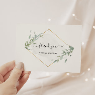 Tarjeta De Agradecimiento Foliage moderno deja acuarela elegante botánica