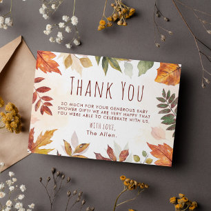 Tarjeta De Agradecimiento Foliage otoño gracias Baby Shower