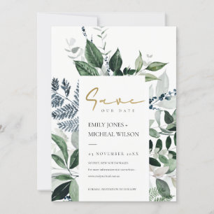 Tarjeta De Agradecimiento Foliage Tropical De Leafy Verde Guardar La Invitac