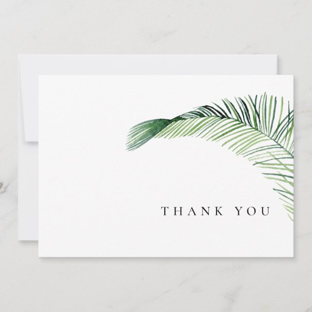 Tarjeta De Agradecimiento Foliage Tropical Funeral Simple Gracias (Anverso)