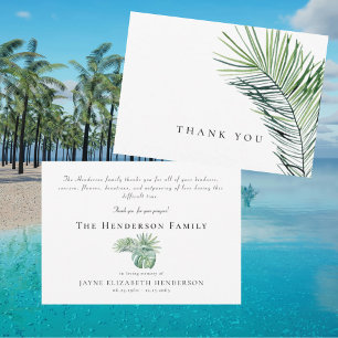 Tarjeta De Agradecimiento Foliage Tropical Funeral Simple Gracias