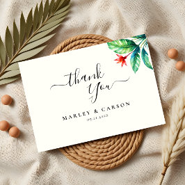 Tarjeta De Agradecimiento Foliage tropical Greenery Leaf Boda moderno