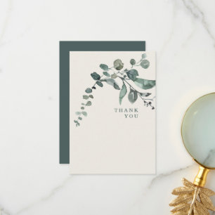 Tarjeta De Agradecimiento Foliage Verde azulado & Cream Boda Gracias