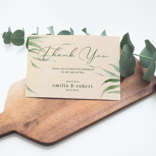 Tarjeta De Agradecimiento Foliage verde turbio, papel beige, gracias