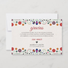 Tarjeta De Agradecimiento Folk Art Floral Botanical Fiesta Spanish Wedding
