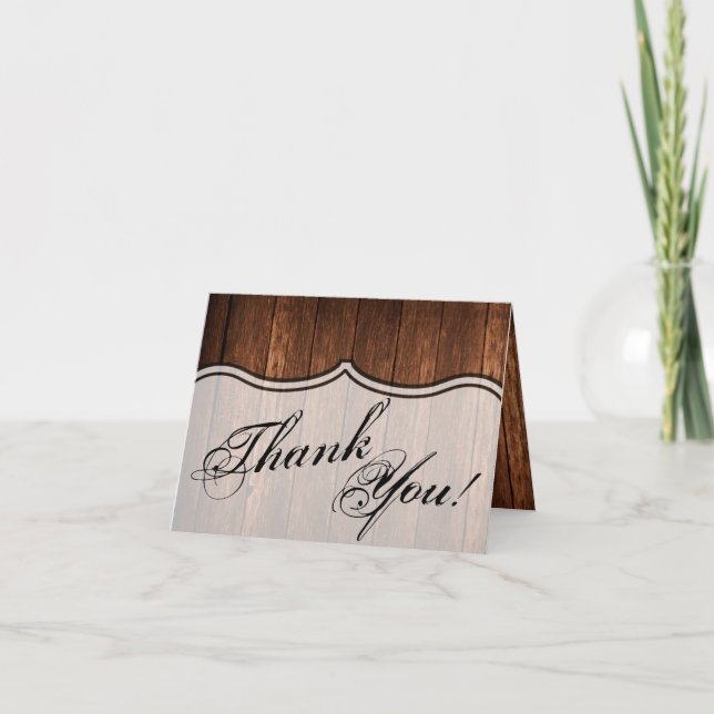 Tarjeta De Agradecimiento Follada Gracias Barn Wood Country Rustic (Anverso)