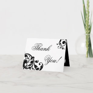 Tarjeta De Agradecimiento Follada Gracias Card Black Floral Filigree