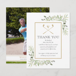 Tarjeta De Agradecimiento Follaje conmemorativo funerario Foto de golfista