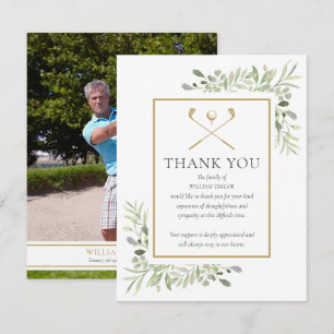 Tarjeta De Agradecimiento Follaje conmemorativo funerario Foto de golfista