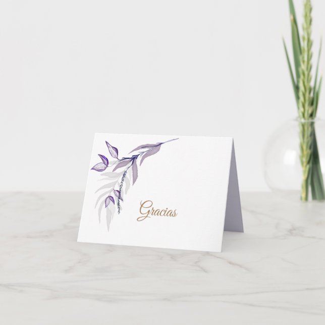 Tarjeta De Agradecimiento Follaje púrpura elegante simple (Anverso)