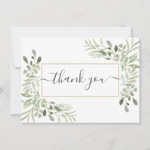 Tarjeta De Agradecimiento Follaje Verde Elegante Letra Moderna