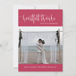 Tarjeta De Agradecimiento Folleto de fotos de boda con letra script moderna