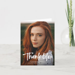 Tarjeta De Agradecimiento Folletos modernos Graduación simple 3 foto doblada