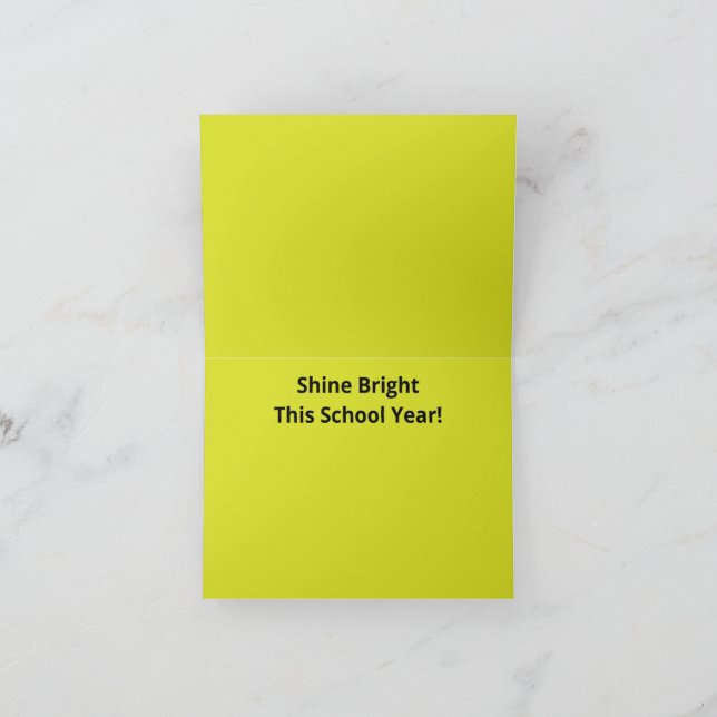 Tarjeta De Agradecimiento Fondo amarillo plano - Textura de regreso a la esc (Interior)