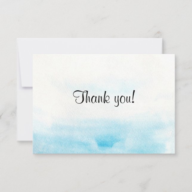 Tarjeta De Agradecimiento Fondo de acuarela azul "Tarjeta de agradecimiento" (Anverso)