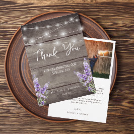 Tarjeta De Agradecimiento Fondo de madera rústica de lavanda Luz Foto de bod