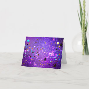 Tarjeta De Agradecimiento Fondo de papel de aluminio púrpura con estrellas