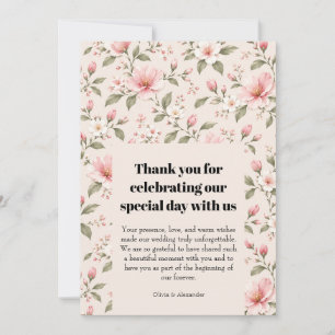 Tarjeta De Agradecimiento Fondo floral sin costuras de flor de cerezo rosa s