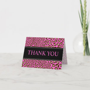 Tarjeta De Agradecimiento Fondo Leopard Print/Pink/Gracias/personalizado