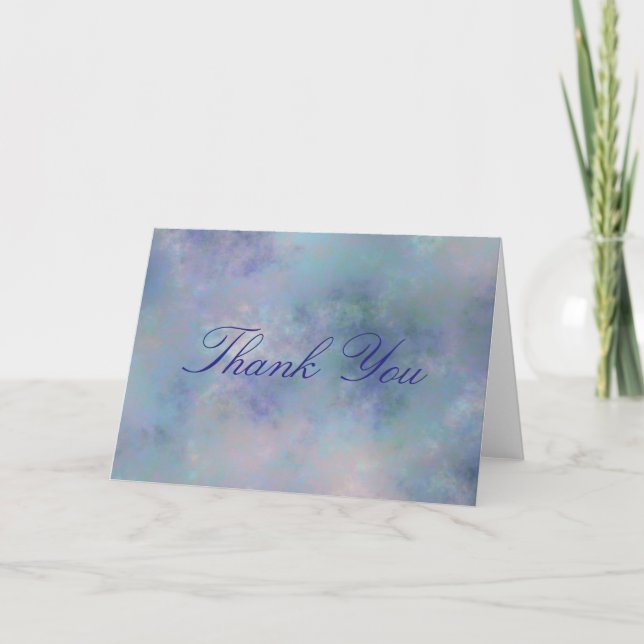 Tarjeta De Agradecimiento Fondo Morado Azul Misty Watercolor (Anverso)