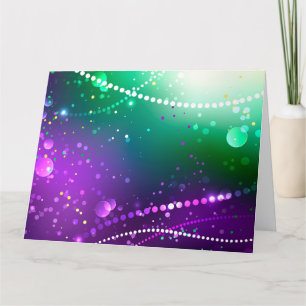 Tarjeta De Agradecimiento Fondo morado festivo de Mardi Gras