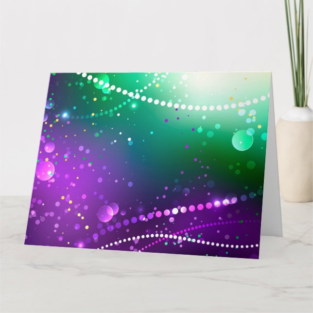 Tarjeta De Agradecimiento Fondo morado festivo Mardi Gras (Anverso)