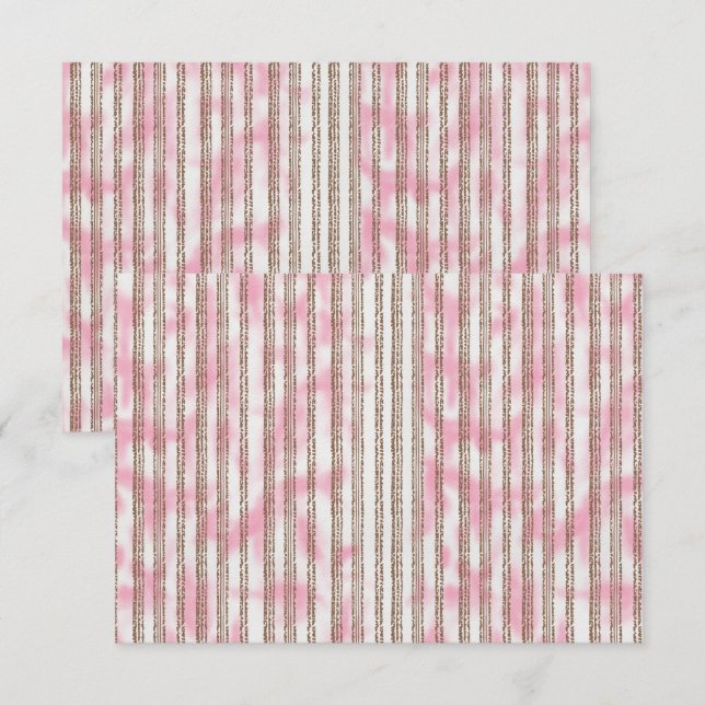 Tarjeta De Agradecimiento fondo rayado rosa y blanco (Anverso / Reverso)