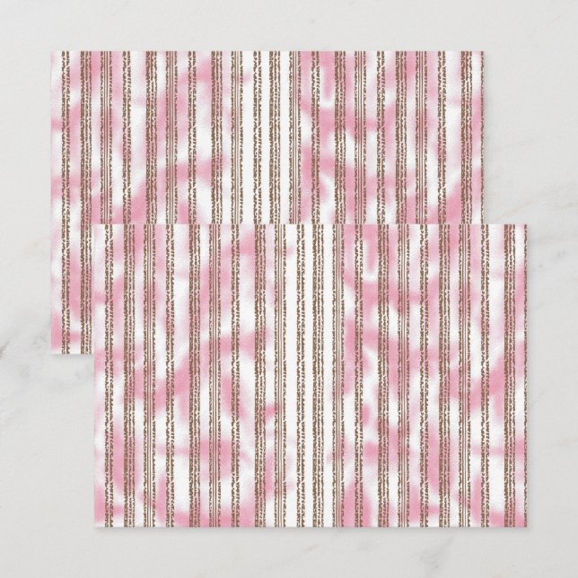 Tarjeta De Agradecimiento fondo rayado rosa y blanco (Anverso / Reverso)