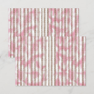 Tarjeta De Agradecimiento fondo rayado rosa y blanco