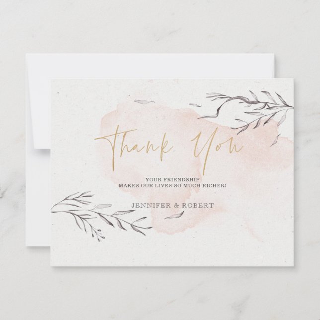 Tarjeta De Agradecimiento Fondo rosa de la flor gris (Anverso)
