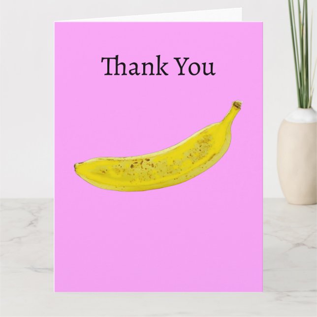 Tarjeta De Agradecimiento Fondo rosa del arte pop Banana (Anverso)