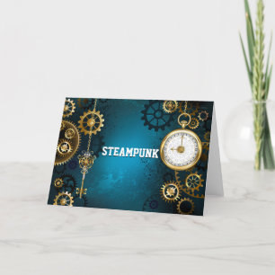 Tarjeta De Agradecimiento Fondo turquesa de vapor con engranajes