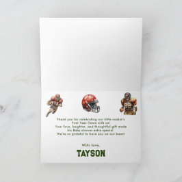 Tarjeta De Agradecimiento Football Baby Shower A Little All Star Is On His 