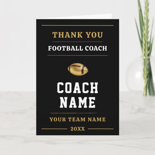 Tarjeta De Agradecimiento Football Coach Team Appreciation Gift (Anverso)