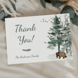Tarjeta De Agradecimiento Forest Adventure Boy Bear Baby Shower Gracias