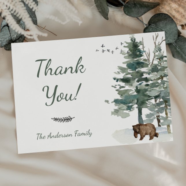 Tarjeta De Agradecimiento Forest Adventure Boy Bear Baby Shower Gracias (Subido por el creador)
