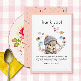 Tarjeta De Agradecimiento Forest Animal Bunny Botanical 1st Birthday 