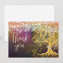 Tarjeta De Agradecimiento Forest Fairytale Purple Gold Boda