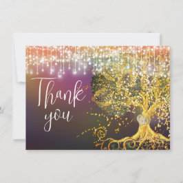 Tarjeta De Agradecimiento Forest Fairytale Purple Gold Boda