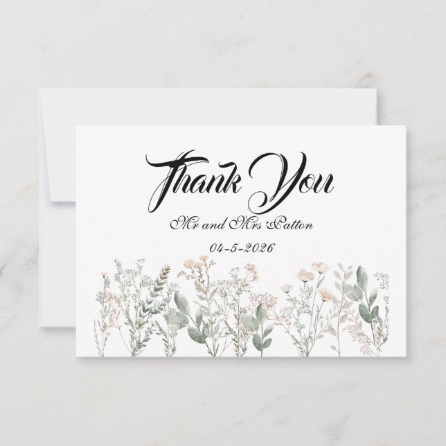 Tarjeta De Agradecimiento Forest Wildflowers Thank You Card (Anverso)