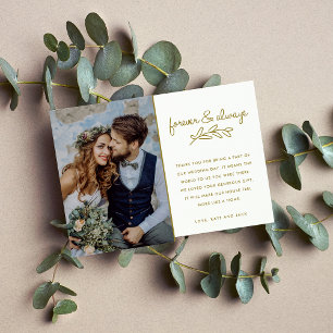 Tarjeta De Agradecimiento Forever Gold Photo Boda Gracias