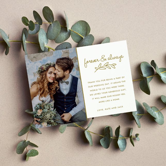 Tarjeta De Agradecimiento Forever Gold Photo Boda Gracias (Subido por el creador)