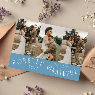 Tarjeta De Agradecimiento Forever Grateful Denim Azul Boda Multi Foto