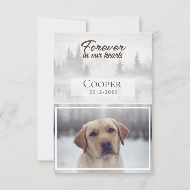 Tarjeta De Agradecimiento Forever in our hearts Pet memorial custom (Anverso)