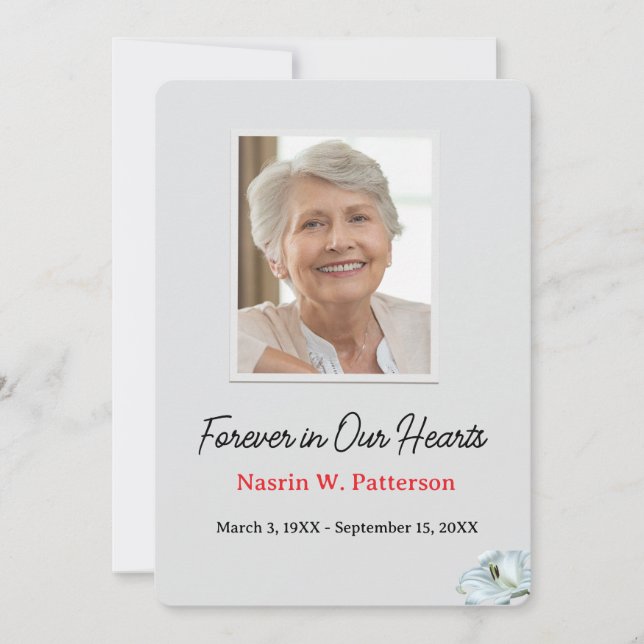 Tarjeta De Agradecimiento Forever in Our Hearts Photo Funeral Memorial (Anverso)