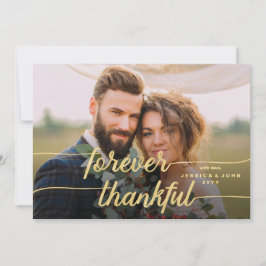 Tarjeta De Agradecimiento Forever Thankful Gold Caligraphy 2 Photo Boda